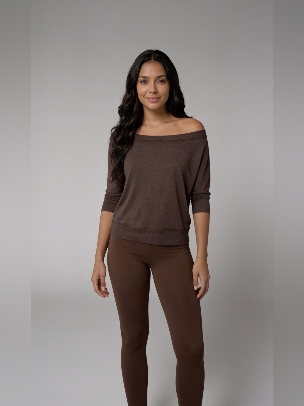 Zenana Outfitters Brown Ribbed Neck Tee
